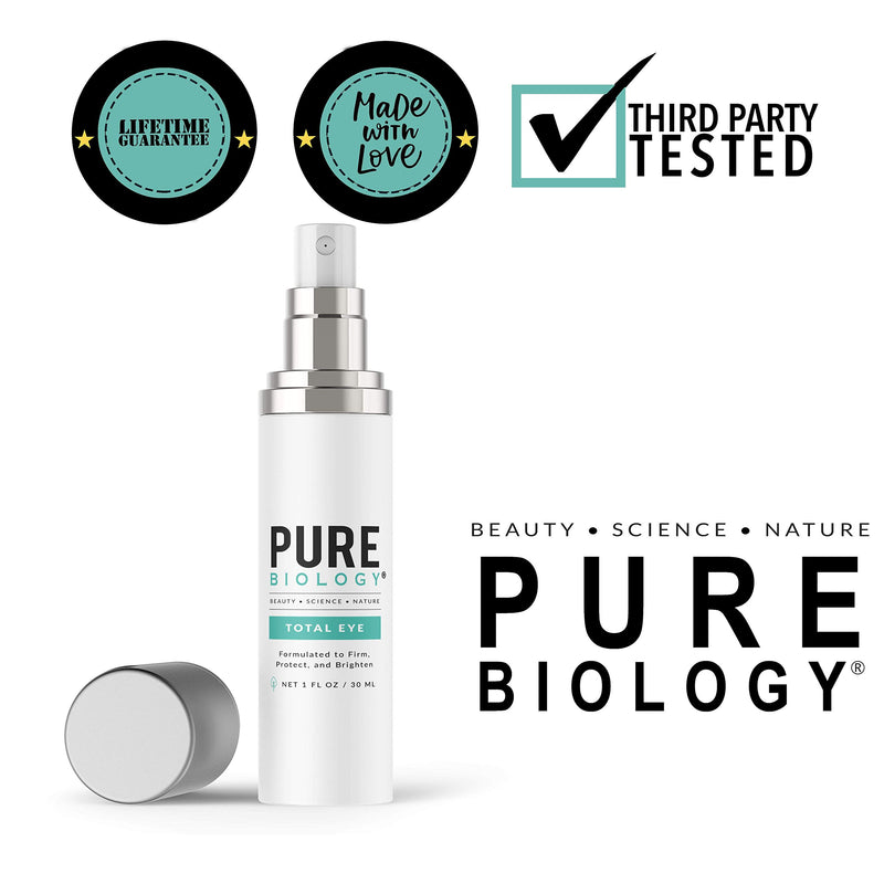 Pure Biology Premium Total Eye Cream - Under Eye Cream Anti Aging Serum with Vitamin C, E & Hyaluronic Acid - Eye Cream for Dark Circles and Puffiness, Wrinkles, Eye Bags - Women & Men Eye Cream -1 oz 1 Fl Oz (Pack of 1) - BeesActive Australia