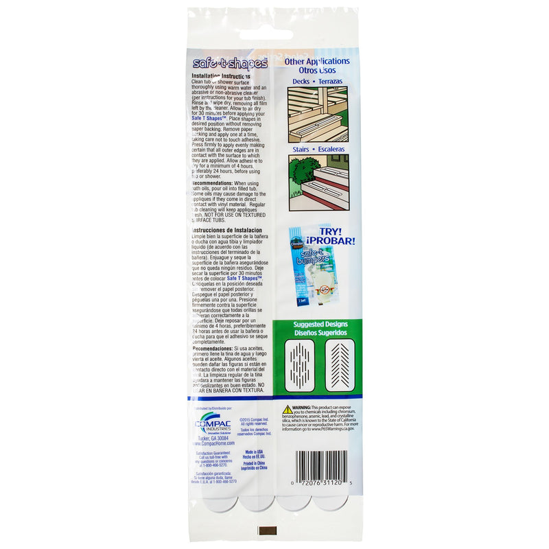 COMPAC HOME Select Safe-T-Strips, Functional Bath Appliques for Tubs & Showers, Bath Stickers Non-Slip Keep Children, Elderly Safe From Slipping, 20 Count, White (31120) - BeesActive Australia