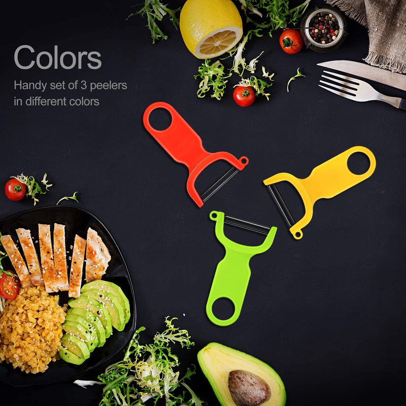 Original Vegetable Fruit Peeler Carbon Steel Blade 3 Pack Red/Green/Yellow… - BeesActive Australia