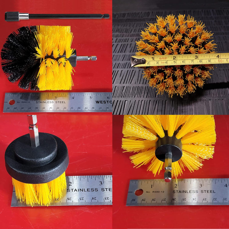 Drill Brush Attachment Set, 4pcs in Power Scrubber Brush with Drill Scrub Brush for Cleaning Showers, Tubs, Bathroom, Tile, Grout, Carpet(4 Pack) 4pcs Yellow - BeesActive Australia