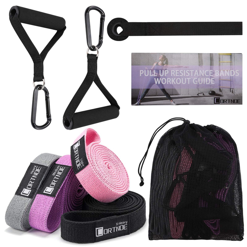 CORTNOE Pull Up Assistance Bands - Pull Up Bands Fabric Long Resistance Bands Set of 10 Long Workout Bands with Door Anchor, Handles, Exercise Bands for Working Out, Weight Training - BeesActive Australia