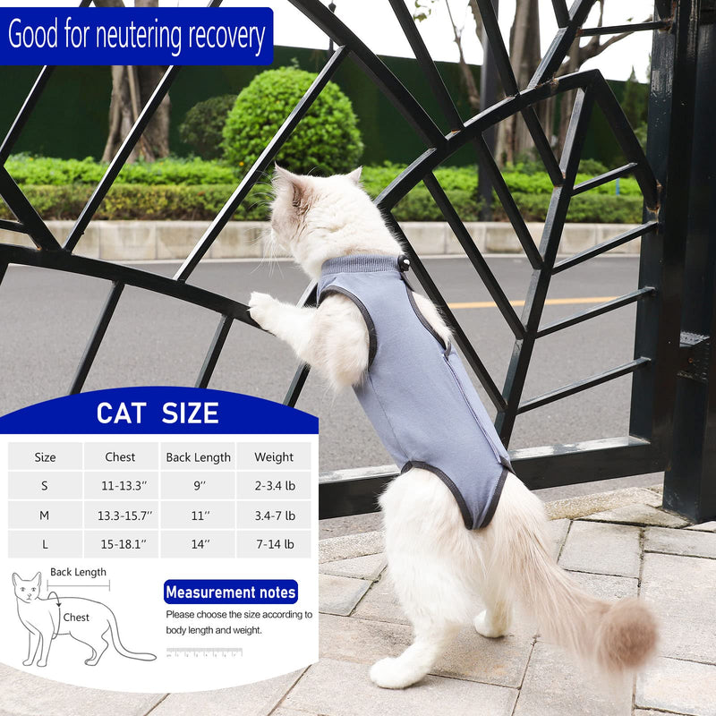 kzrfojy Cat Surgery Recovery Suit Professional for Surgical Abdominal Wound Or Skin Diseases E-Collar Alternative for Cats Dogs After Surgery Wear Pajama Suit Medium Grey-blue - BeesActive Australia