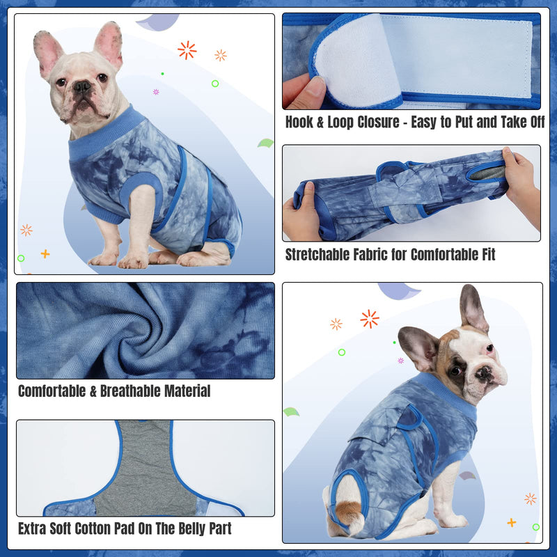 Kuoser Dog Recovery Suit After Surgery, Tie Dye Pet Recovery Shirt Doggy Cats Bodysuits for Abdominal Wounds, Soft & Breathable Anti Licking Dogs Onesie, Cone E-Collar Alternative for Skin Damage Medium (Back: 13.4" - 16.1"; Weight: 14 - 25LB) Blue - BeesActive Australia