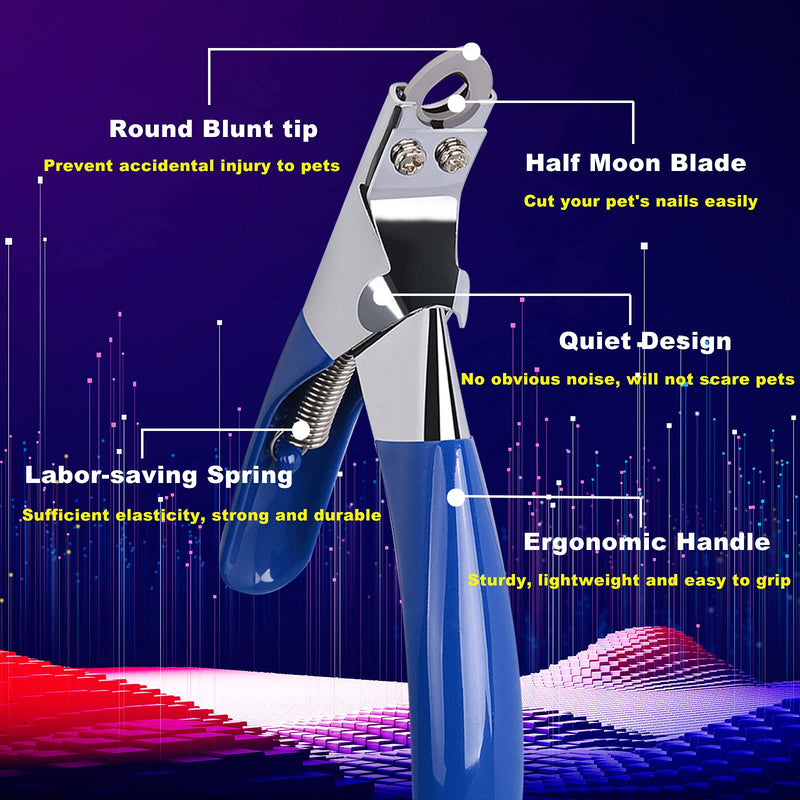 ATO-DJCX Dog Cat Nail Clippers, Professional Pet Claw Trimmer, Free Nail File, Stainless Steel Razor Sharp Blade Dog Toes Cutter Grooming Tools for Small Medium Large Animal Pets Blue - BeesActive Australia