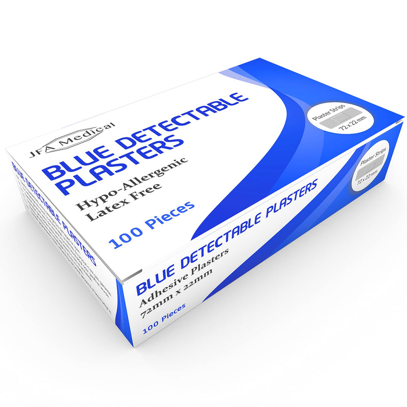 JFA Blue Large Strip Plasters 22x72mm 100 Plasters per Pack 100 Count (Pack of 1) - BeesActive Australia