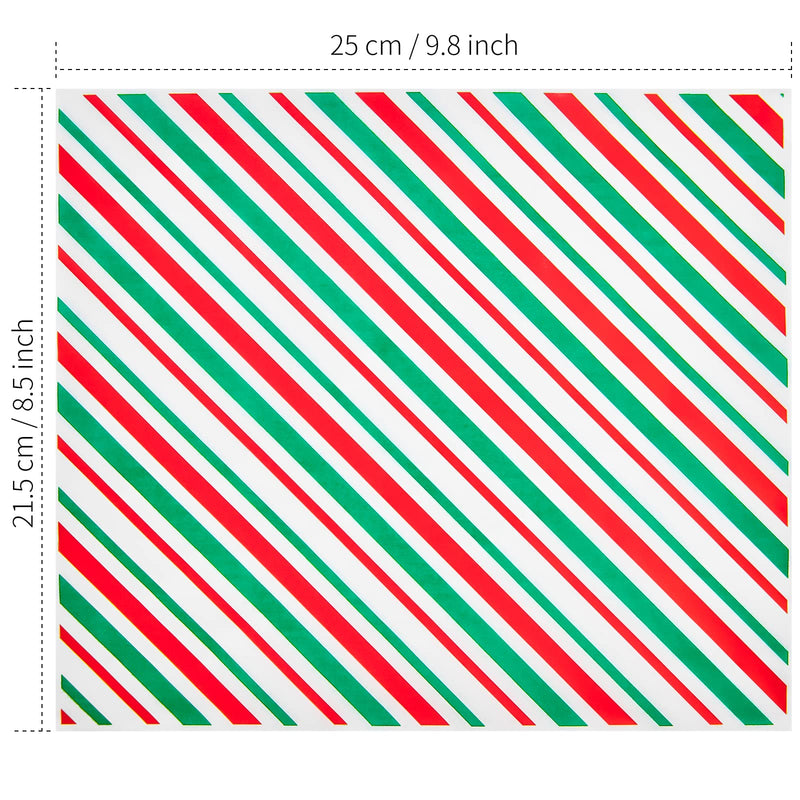 Zezzxu 100 Sheets Christmas Wax Paper - 8.5" × 9.8" Xmas Food Parchment Paper Grease Proof Deli Basket Liners for Wrapping Cookies, Goodies, Sandwich Xmas Stripe Pattern - BeesActive Australia