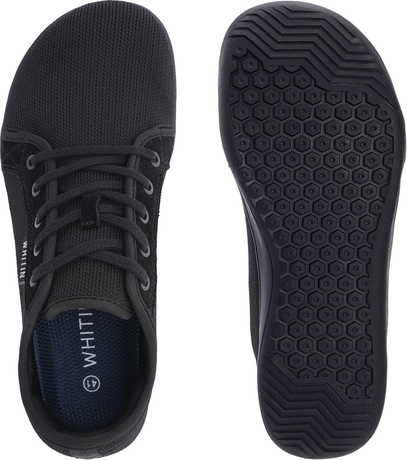 WHITIN Men's Wide Minimalist Barefoot Sneakers | Zero Drop Sole | Optimal Relaxation 13 Wide W81 | All Black - BeesActive Australia