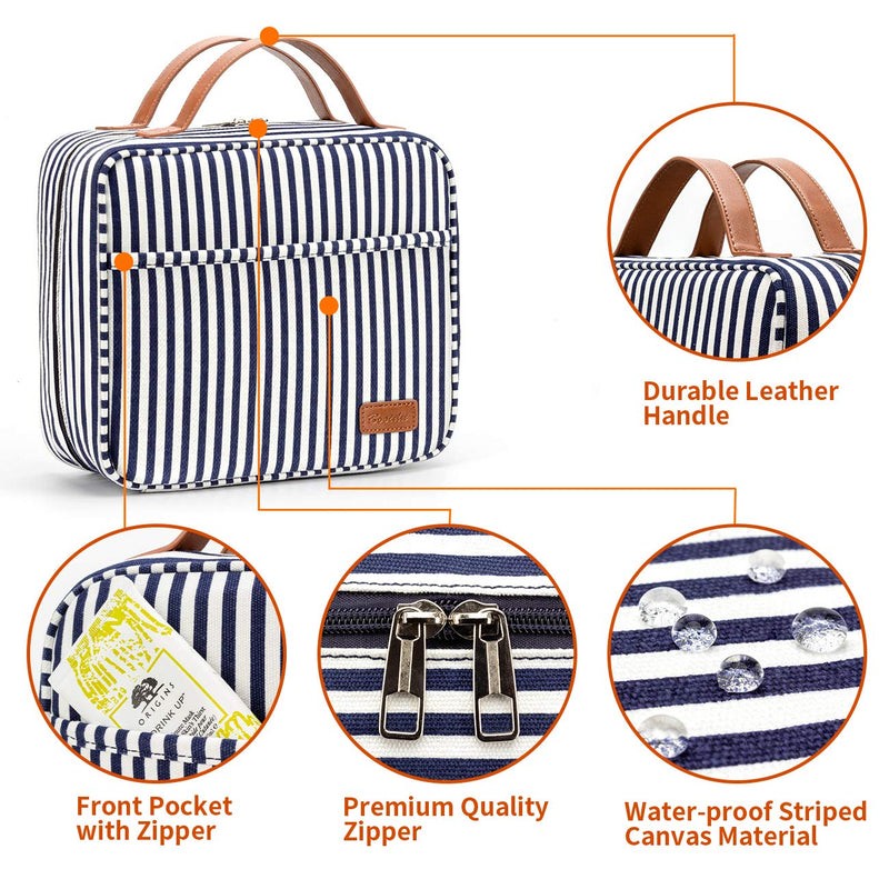 Hanging Travel Toiletry Bag, Large Capacity Wash Bag Waterproof Cosmetic Bag Makeup Organizer with 4 Compartments & 1 Sturdy Hook for Women/Men Blue - BeesActive Australia