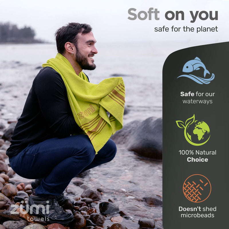 Zumi 100% Cotton Camping Towel - Ultralight, Fast Drying, Highly Absorbent, Soft and Eco Safe, Compact, Lightweight, Quick Dry, Sports Boating Boat Beach Backpacking Travel Turkish no Microfiber Grey Dark Grey - BeesActive Australia