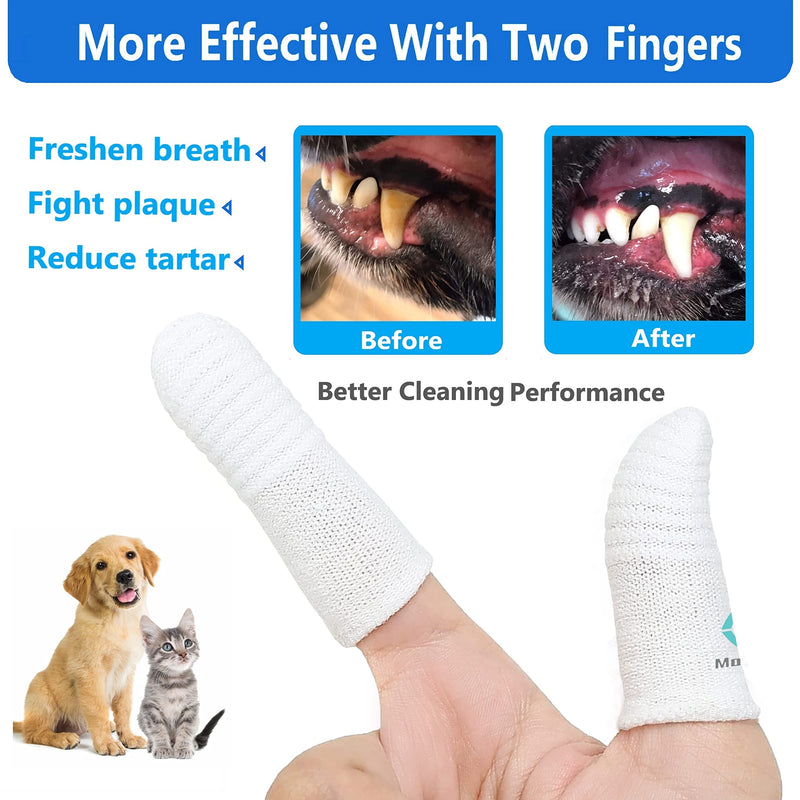 MoiiLavin 6 Packs Pet Toothbrush for Small to Large Dogs Cats,Soft High Grade Finger Toothbrush,Teeth Oral Cleaning,Dental Care, 1 Set for Two Fingers White - BeesActive Australia