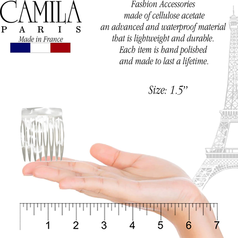 Camila Paris CP3010 French Hair Side Comb Handmade Small Pearl French Twist Hair Combs Decorative, Strong Hold Hair Clips for Women Bun Chignon Up-Do Styling Girls Hair Accessories, Made in France - BeesActive Australia