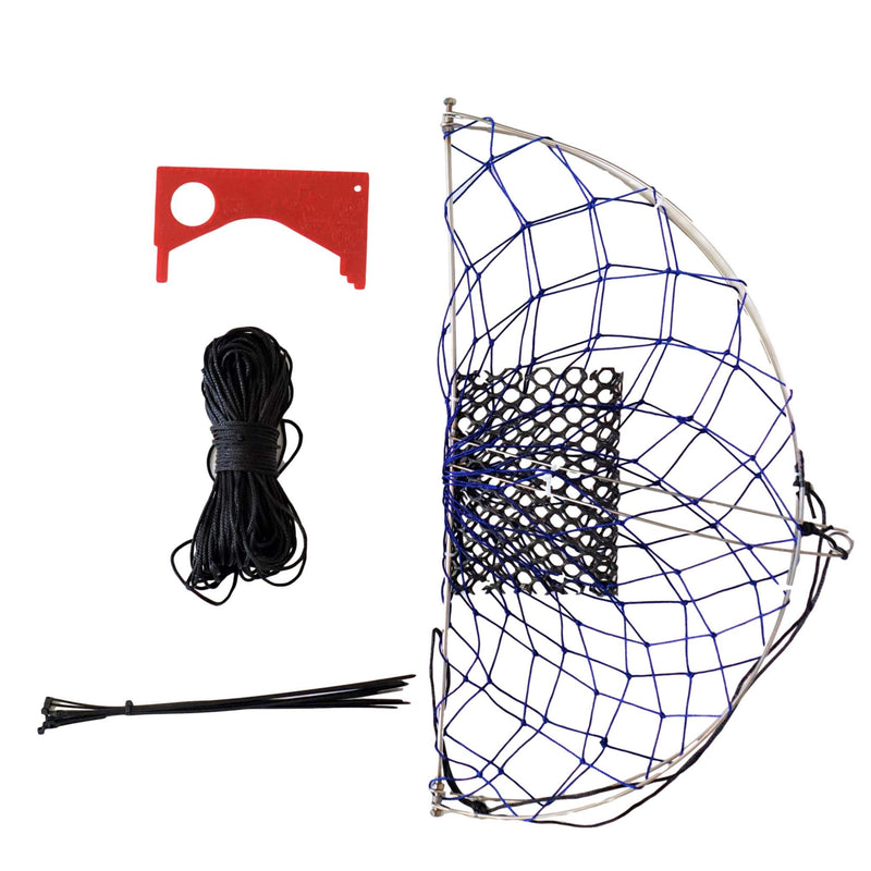 SENSORY4U Folding Castable Crab Trap with Casting Rope and Mesh Bait Box and Dungeness Crab Measuring Tool and Zip Ties - BeesActive Australia