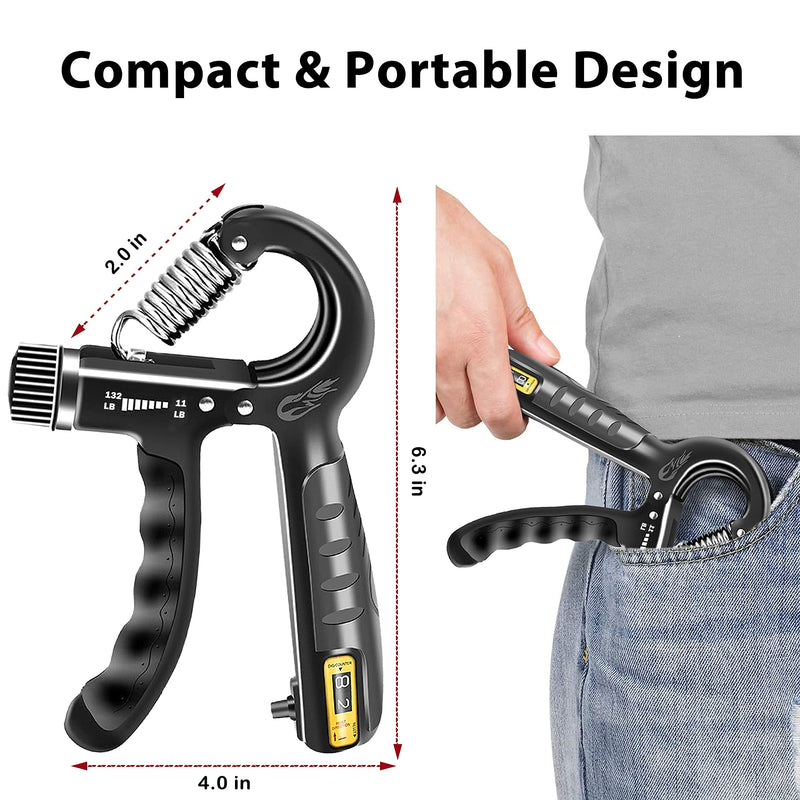 FLYFE Grip Strength Trainer 2 Pack 11-132 lbs, Adjustable Resistance Hand Grip Strengthener for Muscle Building and Injury Recovery - BeesActive Australia