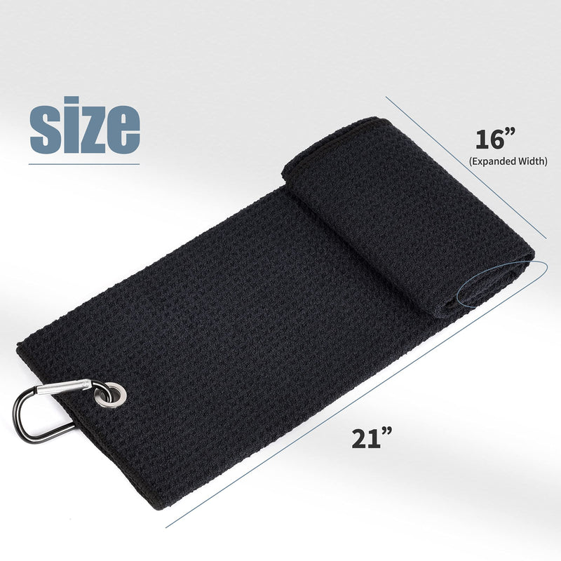 Mile High Life Tri-fold Golf Towel | Premium Microfiber Fabric | Waffle Pattern | Heavy Duty Carabiner Clip | 14 Color Options - BeesActive Australia