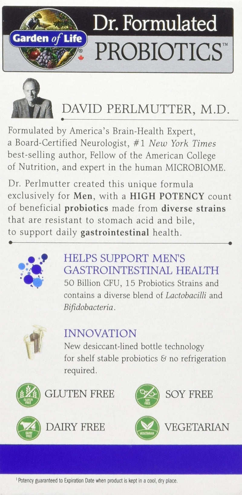Garden of Life Dr. Formulated Once Daily Men 50-Billion Probiotics 30 Vegetarian Capsules - BeesActive Australia