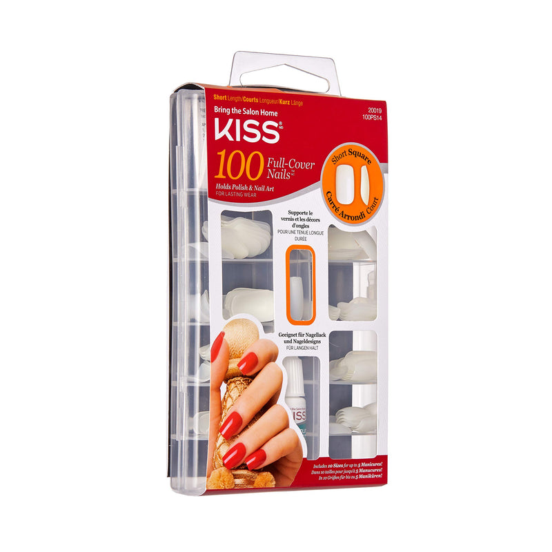 Kiss Products 100 Full Cover Nails, Short Square, 0.24 Pound - BeesActive Australia