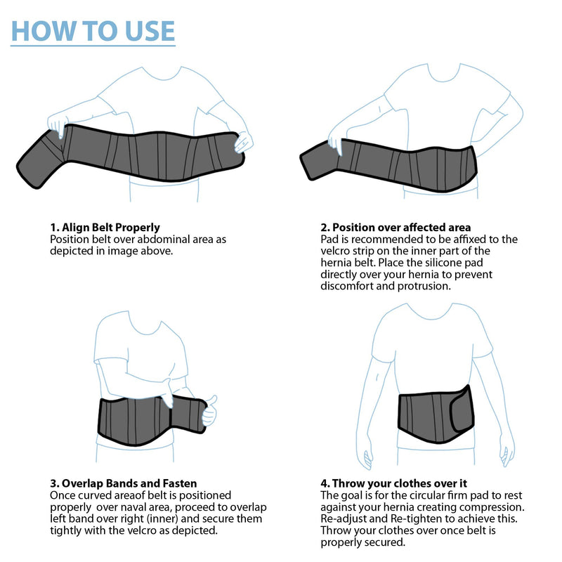 ORTONYX Ergonomic Umbilical Hernia Belt for Men and Women - Abdominal Support Binder with Compression Pad - Navel Ventral Epigastric Incisional and Belly Button Hernias Surgery Brace - OX353-L/XXL L/XXL (42"-57") Black - BeesActive Australia