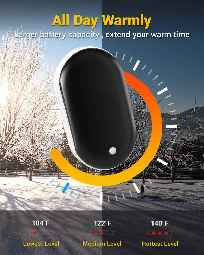 JUANANIUG Hand Warmers Rechargeable, 5200mAh Electric Portable Pocket Hand Warmer/Power Bank, Great for Outdoor Sports, Hunting,Camping, Hiking, Golf, Warm Gifts for Women, Men Winter Gifts Black - BeesActive Australia