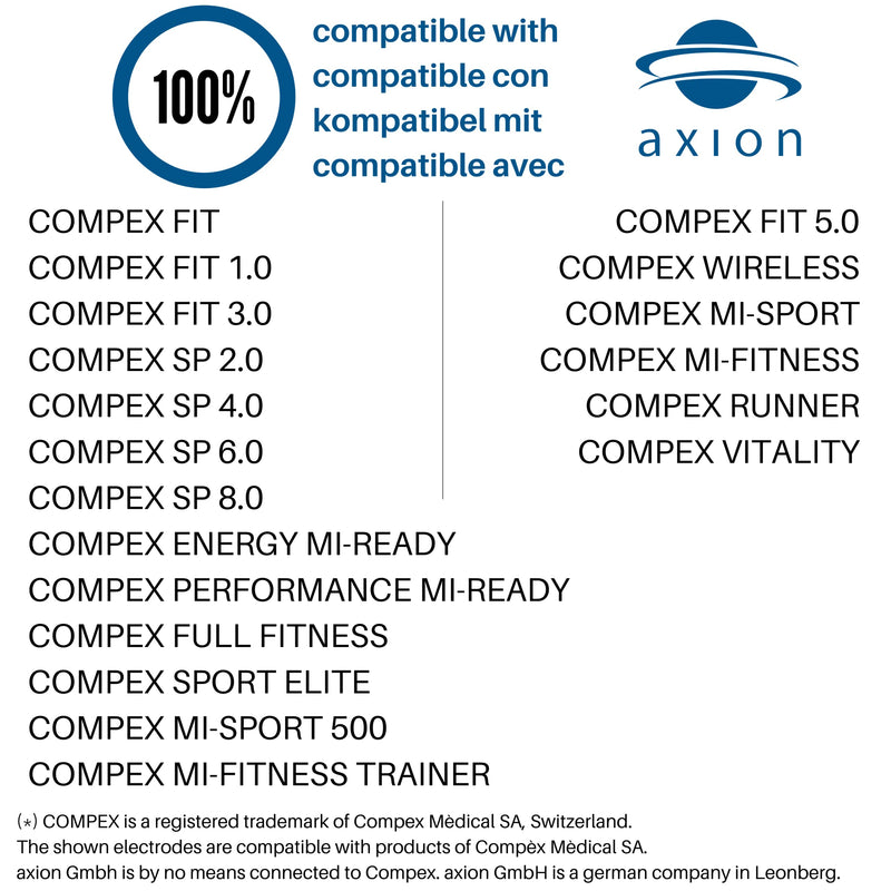 20 Electrodes Compatible with COMPEX - TENS EMS Pads Easy snap 5x5cm - Button Connection 3.75mm - axion Brand Quality - BeesActive Australia
