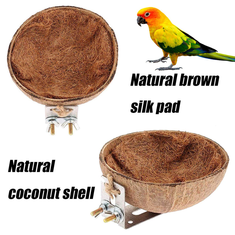 Tfwadmx Bird Nests Natural Coconut Shell Bird Breeding Hatching Nest Parrot Nesting Box Cage Hatch House Hut Cave Parrot Cage Accessories Toys for Budgie Parakeet Cockatiel Parakeet 1PCS - BeesActive Australia
