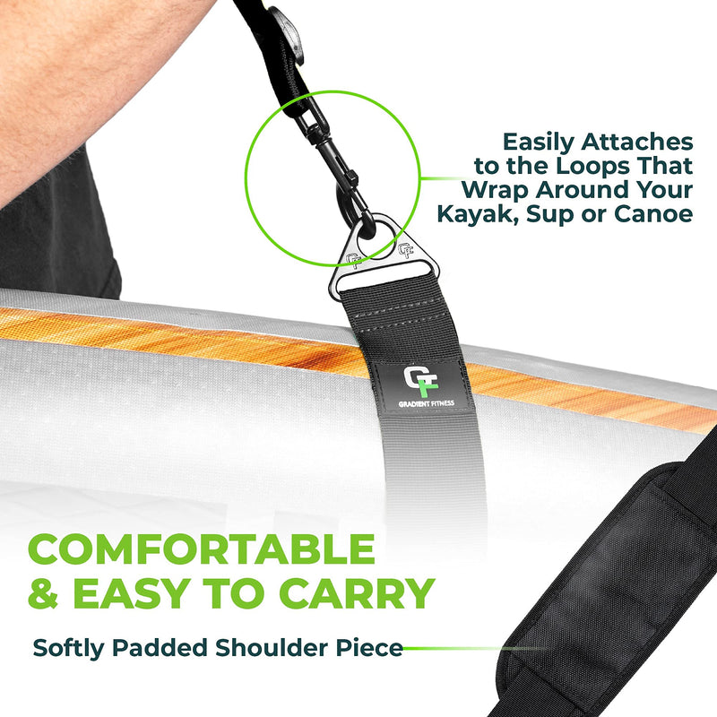 Gradient Fitness Kayak/Paddle Board/Surfboard Shoulder Strap | Hands-Free SUP Carrying Strap Boards with Padded Shoulder Sling, Paddle Carrier & Metal Accessories - BeesActive Australia