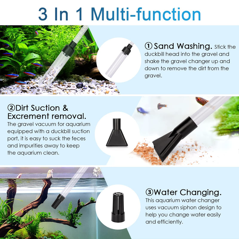 hygger Gravel Vacuum for Aquarium, Aquarium Siphon Vacuum Cleaner for Fish Tank Gravel and Sand Cleaning, Remove Dirt, Water Change, Aquarium Gravel Cleaner with Adjustable Water Flow Small - BeesActive Australia