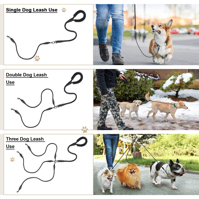 Xcellent Global Double Dog Leash Coupler No Tangle with Soft Handle for Two Small/Medium Dogs 3 Way Black - BeesActive Australia