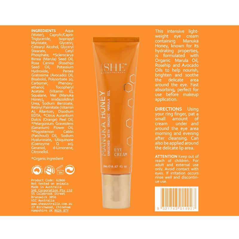 Om SHE Aromatherapy Manuka Honey Eye Cream - BeesActive Australia