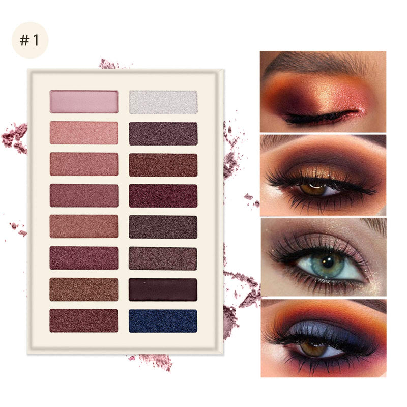 FREEORR 2Pcs 16 Colors Diamond Pearly Rose Eyeshadow Palette Highly Pigmented，Waterproof, Long-Lasting, Warm Eyeshadows Professional Nudes Natural Mineral Eyeshadow Palette Set for Makeup Novice - BeesActive Australia