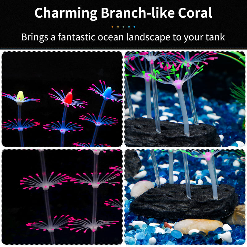 Uniclife Glowing Effect Silicone Artificial Sea Anemone/Strip Plant for Fish Tank, Aquarium Landscape Decoration, Fish Tank Decorations, Artificial Décor Pink Strip - BeesActive Australia