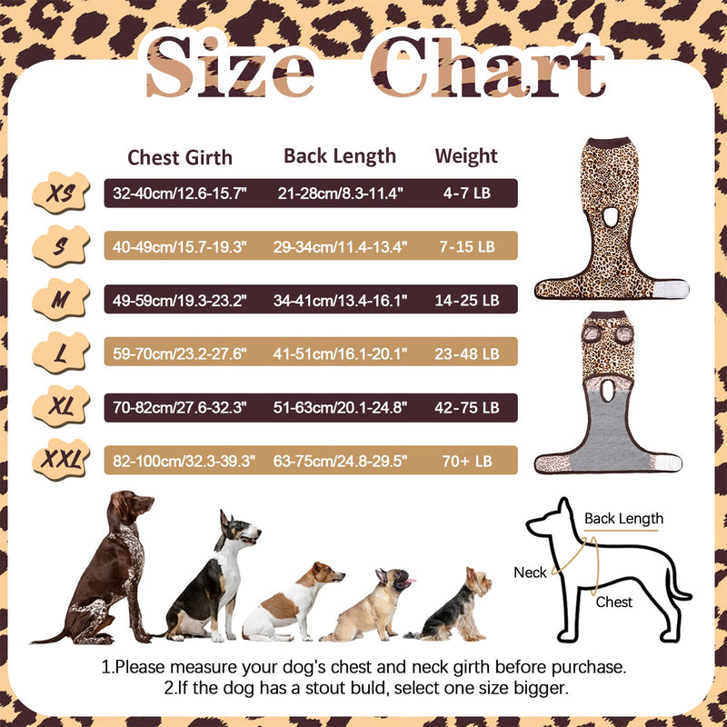 Kuoser Dog Surgical Recovery Suit, Pet Leopard Printed Recovery Shirt Dog After Surgery Vest for Abdominal Wounds Skin Disease, E-Collar & Cone Alternative, Prevent Licking Dog Onesies X-Large (Back:20.1-24.8'', Weight:42-75 LB) Brown - BeesActive Australia
