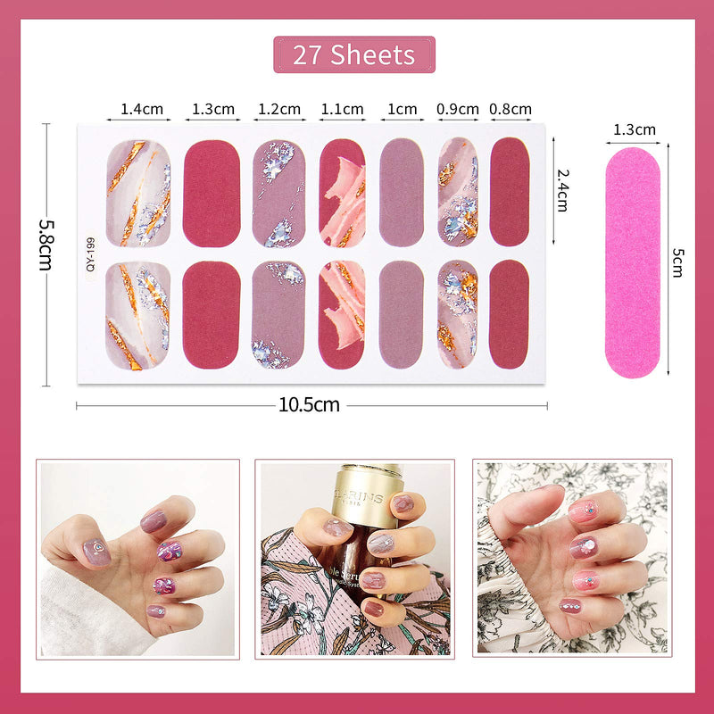 27 Sheets Nail Polish Stickers Full Nail Wraps Self-Adhesive Nail Decal Strips Nail Polish Strips Glitter DIY Nail Art Sticker with 2 Pieces Nail Files for Women Girls (Gentle and Diamond Style) Gentle and Diamond Style - BeesActive Australia