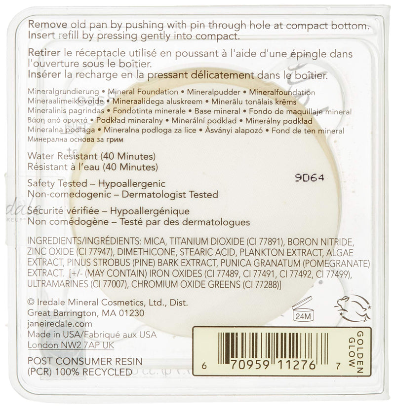 jane iredale PurePressed Base Mineral Foundation Refill or Refillable Compact Set| Semi Matte Pressed Powder with SPF | Talc Free, Vegan, Cruelty-Free Golden Glow - BeesActive Australia