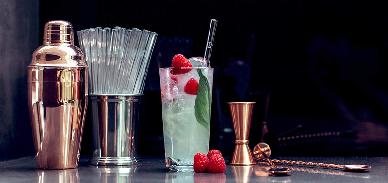 Halm Glass Straws - 6x Reusable 8 inch Drinking Straws clear + Plastic-Free Cleaning Brush - Made in Germany - Dishwasher Safe - Straight - Perfect for Smoothies, Cocktails - BeesActive Australia