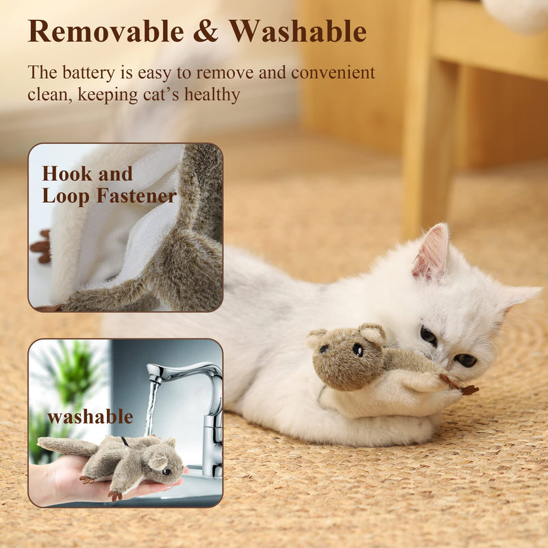 Cat Toys Interactive Flying Squirrel, Automatic Robotic Toy Electronic Electric Toy for Indoor Kittens, USB Rechargeable and Beating Wings Cats Kicker Catnip Toys - BeesActive Australia