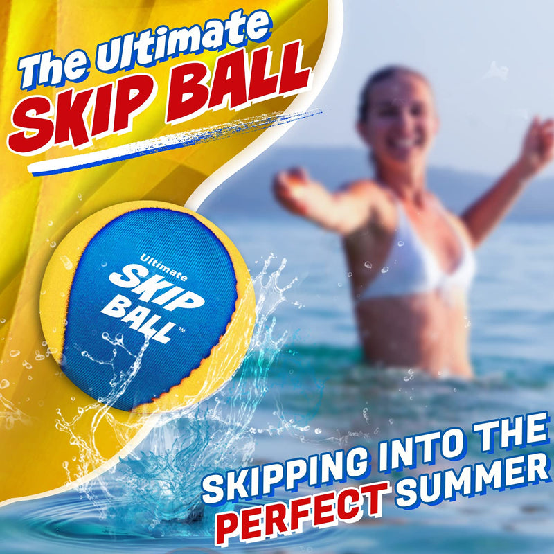 The Ultimate Skip Ball – Water Bouncing Ball (2 Pack) Create Lasting Memories with Your Friends & Family at The Beach, Lake or Pool - Great for All Ages Yellow/Cyan [with Skip Disc] - BeesActive Australia