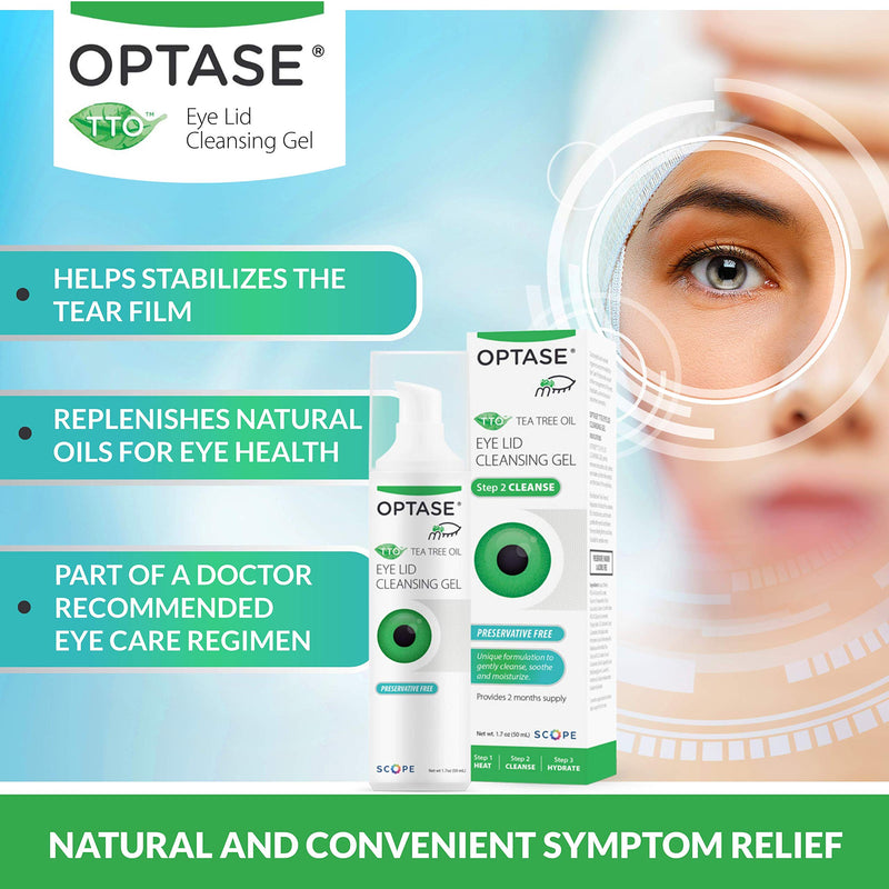 OPTASE TTO Eye Lid Cleansing Gel - Tea Tree Oil Eyelid Cleanser for Dry Eye Relief - Preservative Free, Natural Ingredients - Soothes Dry Eye and Eyelid Irritation - Made with Pro-Vitamin B5-1.7 oz - BeesActive Australia