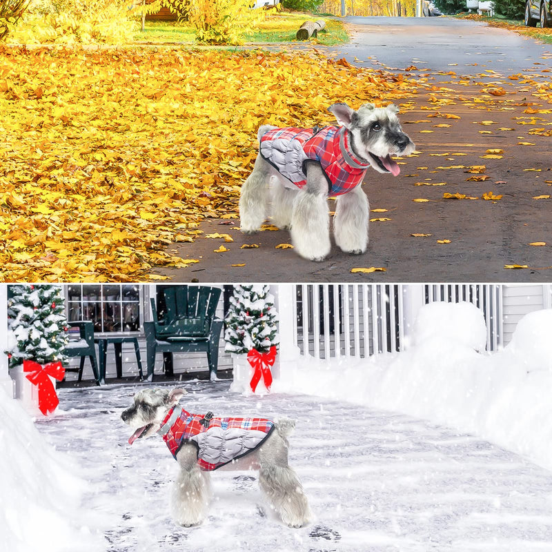 BEAUTYZOO Dog Winter Coat Reflective Dog Jacket Warm Padded Puffer Vest Turtleneck Thick Fleece Lining Pet Apparel for Small Medium Large Dogs Red - BeesActive Australia