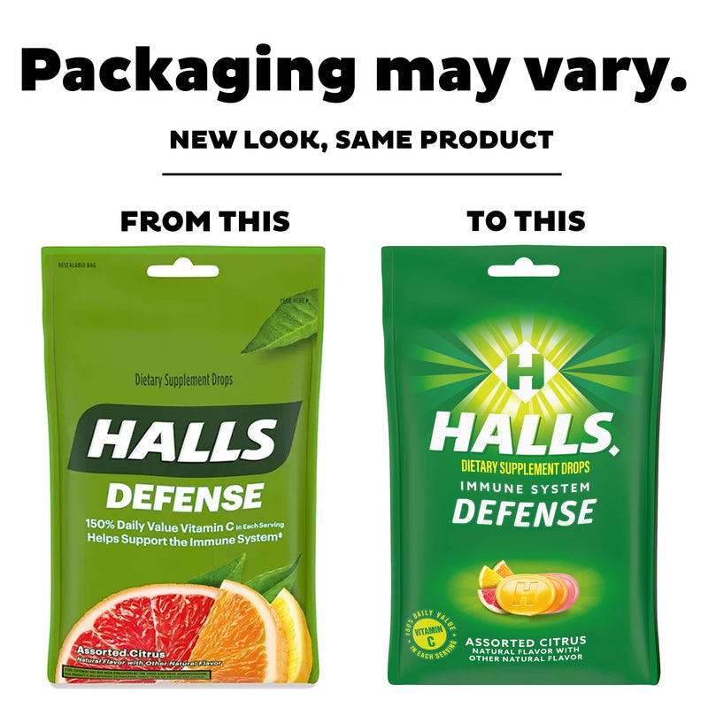 HALLS Defense Assorted Citrus Vitamin C Drops, Value Pack, 180 Drops - BeesActive Australia