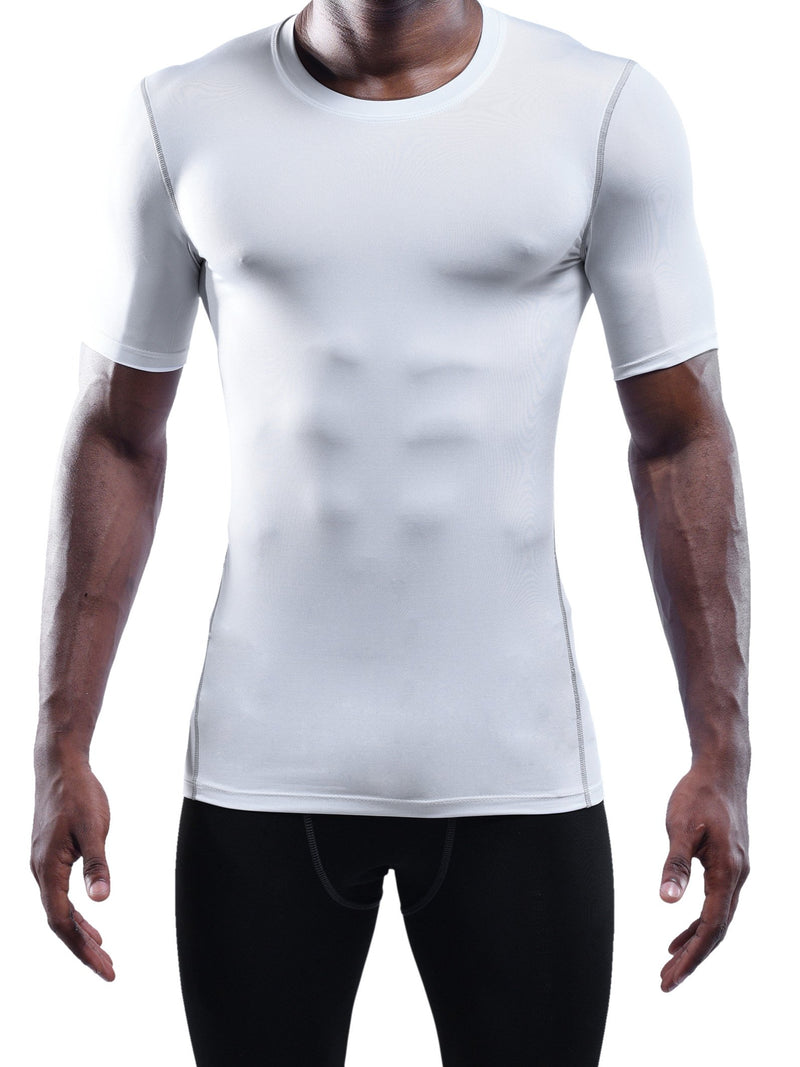 [AUSTRALIA] - Neleus Men's 3 Pack Athletic Compression Under Base Layer Sport Shirt Large 5003# White/White/White,3 Pack 