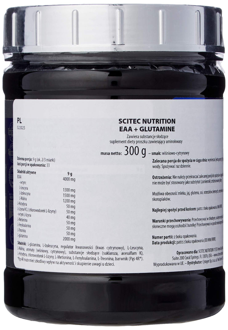 EAA+Glutamine 300g Cherry-Lime, 300 g Cherry Lime 300 g (Pack of 1) - BeesActive Australia