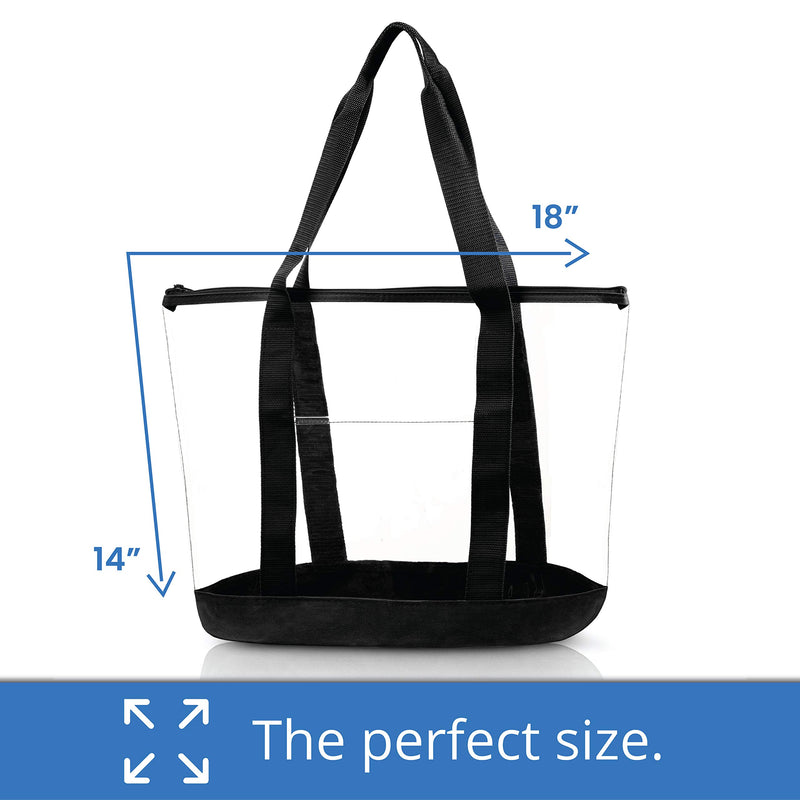 Bags for Less Large Clear Vinyl Tote Bags Shoulder Handbag (Black) Black Beach & Work - BeesActive Australia