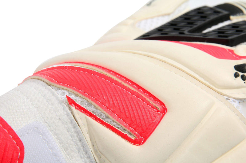 Kelme Soccer Goalkeeper Gloves  Indoor and Outdoor - Training, Match and Professional Goalie Gloves for Adults and Kids with Finger Protection White/Red Size 8 (Youth-Teen) - BeesActive Australia