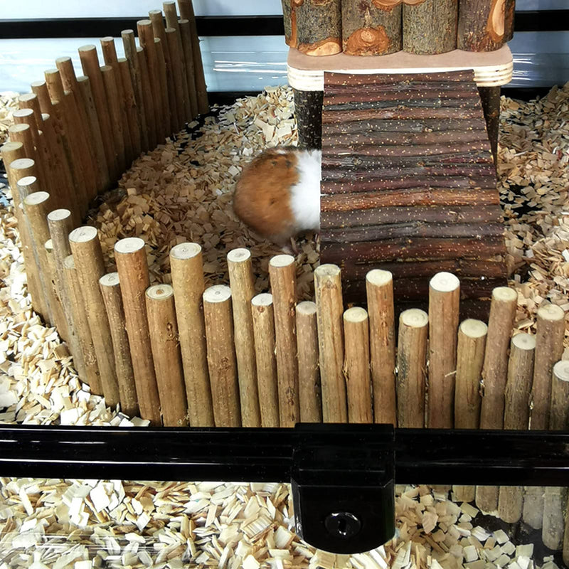 Hamster Wooden Bridge, Flexible Wood Hideout, Door Fence, Standing Climbing Platform Basket Accessories for, Mice, Gerbil, Chinchilla Chew Toys Decor 30CM - BeesActive Australia