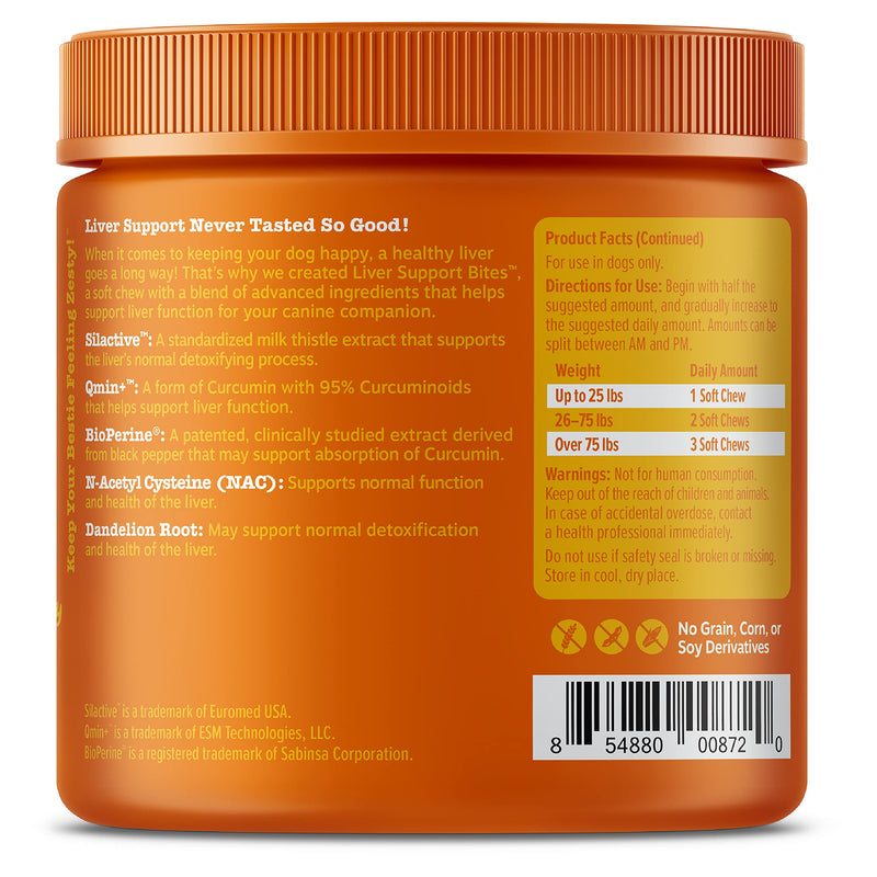 Zesty Paws Liver Support Supplement for Dogs - with Milk Thistle Extract, Turmeric Curcumin, Cranberry & Choline - Natural & Grain Free Soft Chew Formula - for Dog Liver Function & Detox Chicken 90 Count - BeesActive Australia