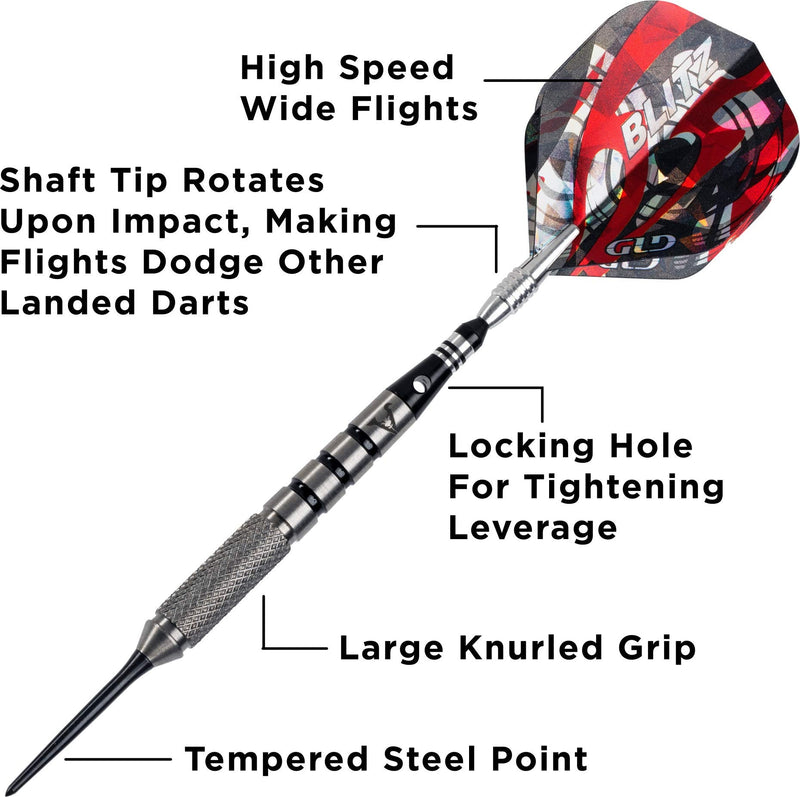 Viper Blitz 95% Tungsten Steel Tip Darts with Storage/Travel Case 24 Grams - BeesActive Australia