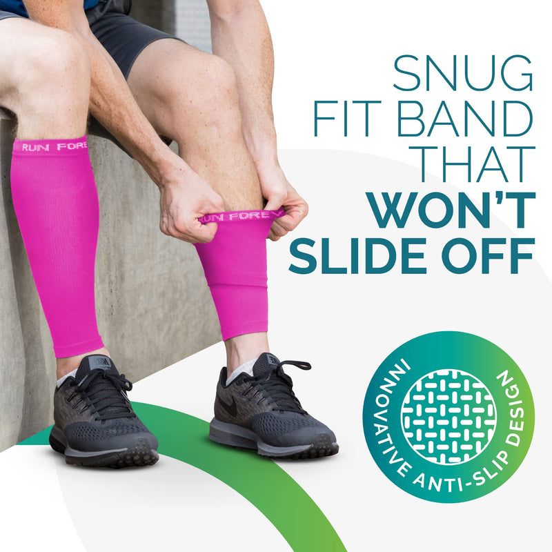 Calf Compression Sleeves For Men & Women - Leg Compression Sleeve - Footless Compression Socks for Shin Splint &Varicose Vein Pink Small - BeesActive Australia