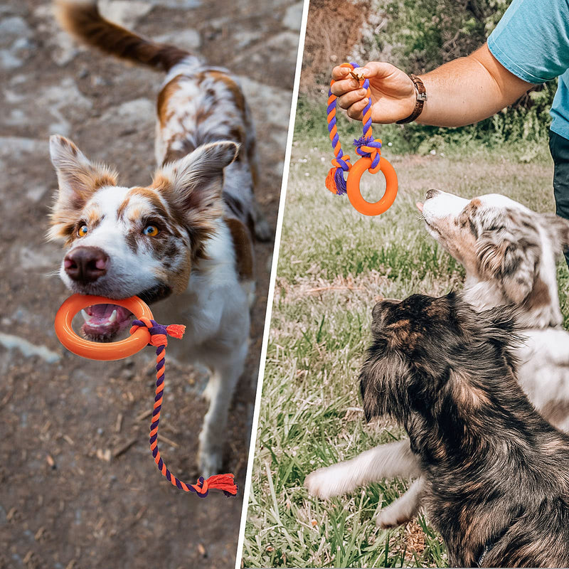 NAMSAN Dog Rope Toy with Ring Indestructible Rope Dog Toy Ring Interactive Pet Rubber Chew Toys for Aggressive Small, Medium, Large Dogs - BeesActive Australia