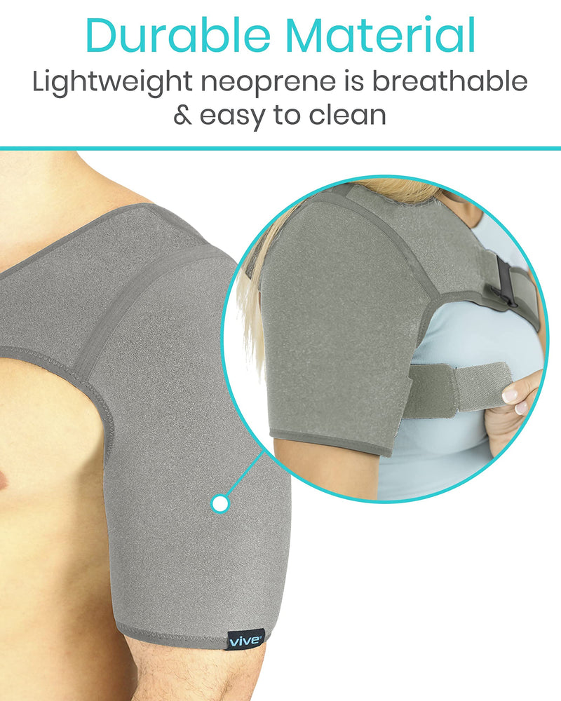 Vive Shoulder Brace - Rotator Cuff Compression Support - Men, Women, Left, Right Arm Injury Prevention Stabilizer Sleeve Wrap - Immobilizer for Dislocated AC Joint, Labrum Tear Pain (Gray, Small) Gray - BeesActive Australia