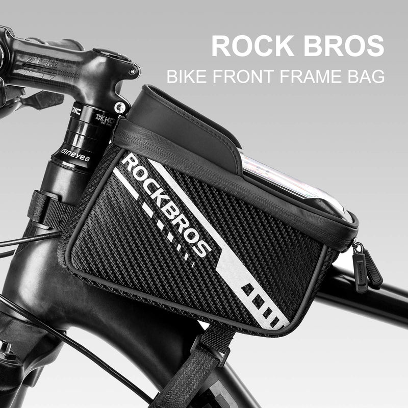 ROCKBROS Bike Phone Front Frame Bag Top Tube Bike Bag Bicycle Handlebar Bag Cell Phone Holder Mount Bag Cycling Accessories Storage Pouch for Phone 11 12 Pro XS Max XR Below 7.2” - BeesActive Australia